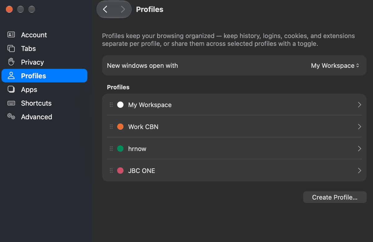 Dia multiple browser profiles